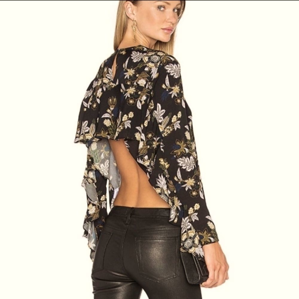 A.L.C. Cooper Silk Floral Open Back Long Sleeve Blouse sz 4